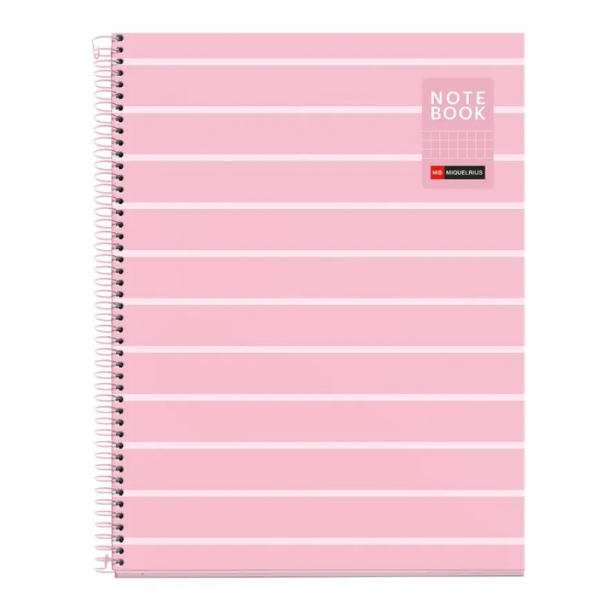 Miquelrius Notebook Between the lines - Cahier à spirale - A4 - 80 feuilles - petits carreaux (5x5 mm) - rose