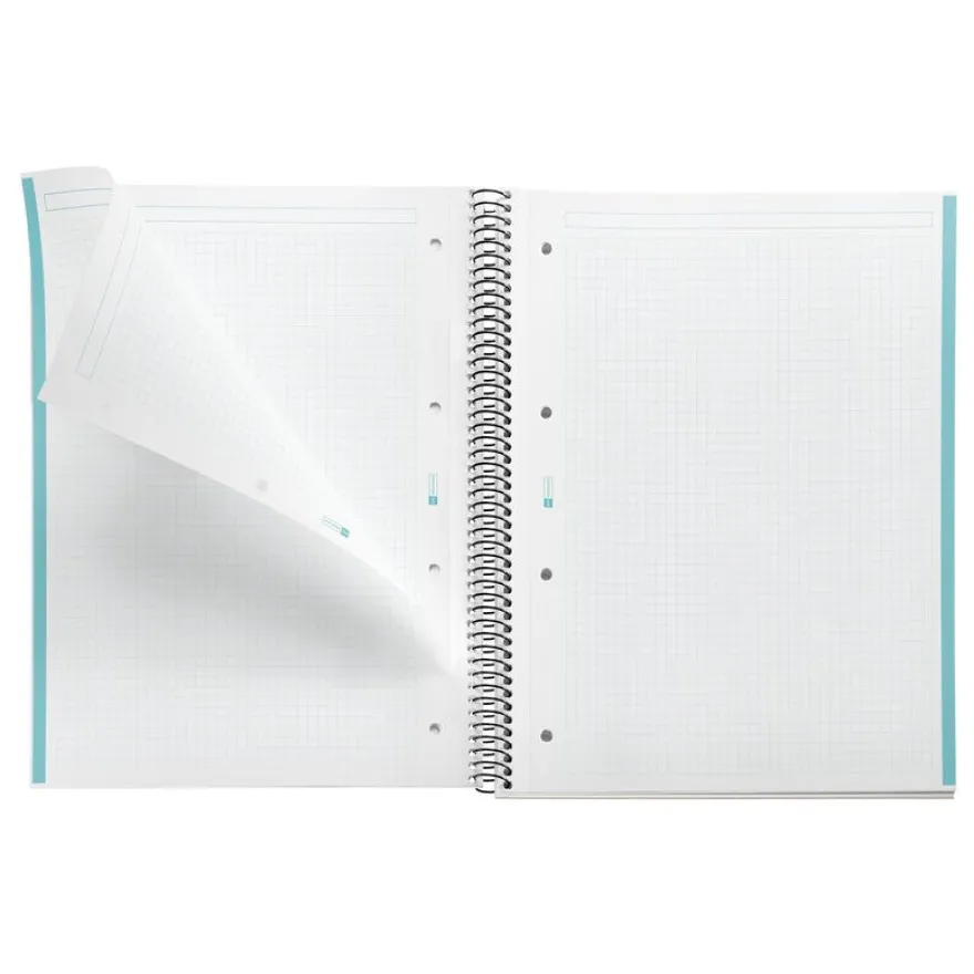 Miquelrius Notebook design Aurora - Cahier à spirale - A5 - 80 feuilles - petits carreaux (5x5 mm) - santorini