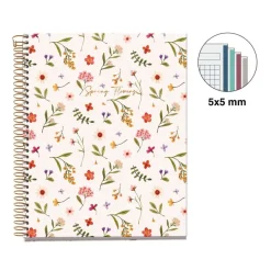 Miquelrius Notebook design Lifestyle - Cahier à spirale - A5 - 100 feuilles - petits carreaux (5x5 mm) - spring crème