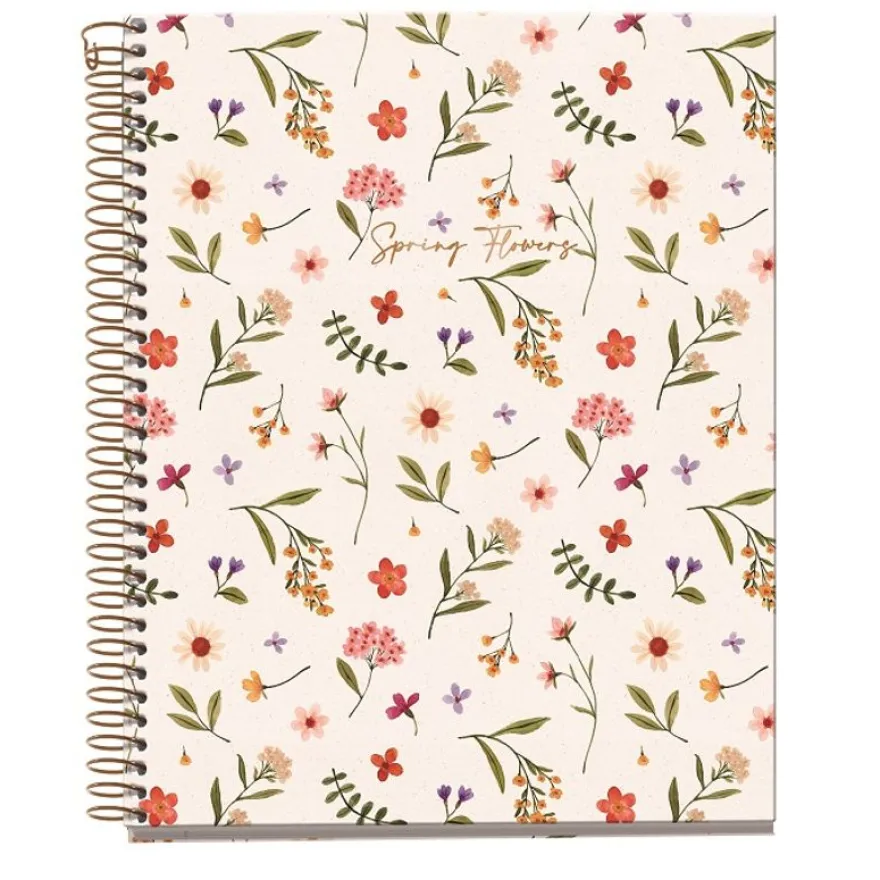 Miquelrius Notebook design Lifestyle - Cahier à spirale - A5 - 100 feuilles - petits carreaux (5x5 mm) - spring crème