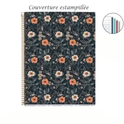 Miquelrius Notebook design Lifestyle - Cahier à spirale - A4 - 100 feuilles - petits carreaux (5x5 mm) - flowers british bloom
