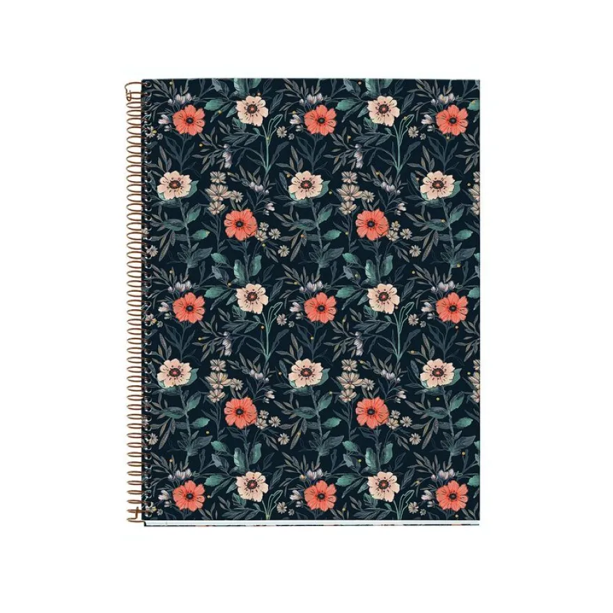 Miquelrius Notebook design Lifestyle - Cahier à spirale - A4 - 100 feuilles - petits carreaux (5x5 mm) - flowers british bloom