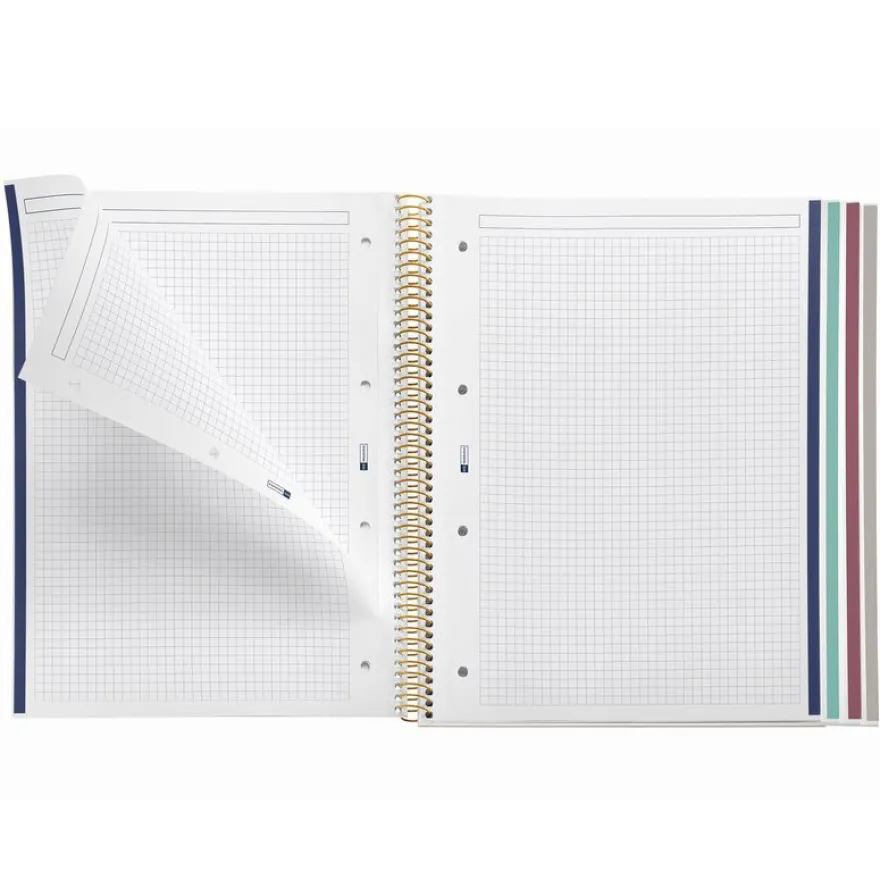 Miquelrius Notebook design Lifestyle - Cahier à spirale - A4 - 100 feuilles - petits carreaux (5x5 mm) - flowers british bloom