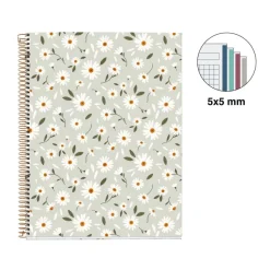 Miquelrius Notebook design Lifestyle - Cahier à spirale - A4 - 100 feuilles - petits carreaux (5x5 mm) - spring verde