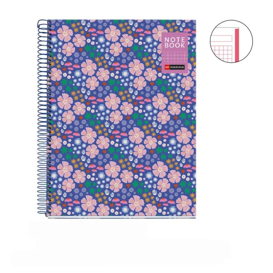 Miquelrius Notebook design Natura - Cahier à spirale - A5 - 80 feuilles - petits carreaux (5x5 mm) - ladybug