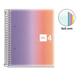 Miquelrius Notebook design Aurora - Cahier à spirale - A5 - 120 feuilles - petits carreaux (5x5 mm) - provence