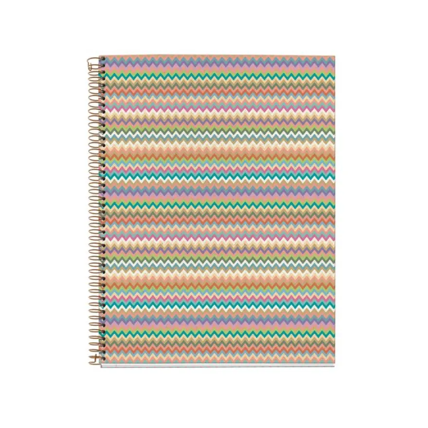 Miquelrius Notebook design Lifestyle - Cahier à spirale - A5 - 100 feuilles - petits carreaux (5x5 mm) - zig zag mallorca