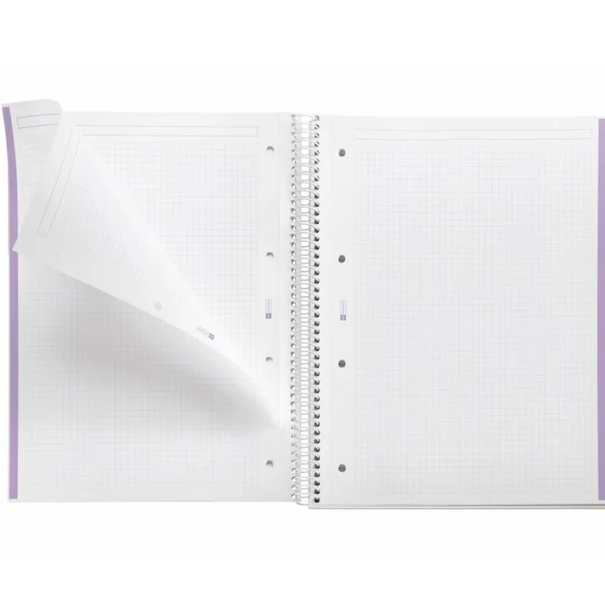 Miquelrius Notebook design Natura - Cahier à spirale - A5 - 80 feuilles - petits carreaux (5x5 mm) - violet