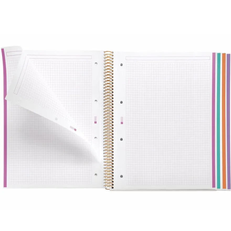 Miquelrius Notebook design Lifestyle - Cahier à spirale - A4 - 100 feuilles - petits carreaux (5x5 mm) - floral happy fruits