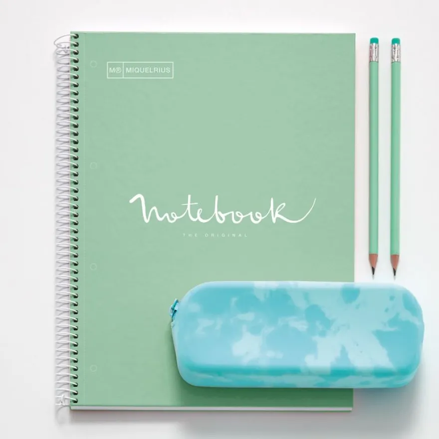 Miquelrius Notebook Emotions - Cahier à spirale - A5 - 80 feuilles - petits carreaux (5x5 mm) - menthe