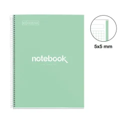 Miquelrius Notebook Emotions - Cahier à spirale - A5 - 80 feuilles - petits carreaux (5x5 mm) - menthe