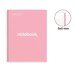 Miquelrius Notebook Emotions - Cahier à spirale - A5 - 80 feuilles - petits carreaux (5x5 mm) - rose