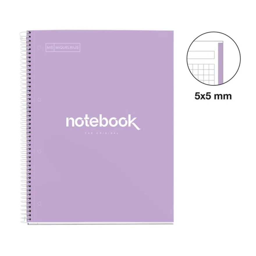 Miquelrius Notebook Emotions - Cahier à spirale - A5 - 80 feuilles - petits carreaux (5x5 mm) - lavande