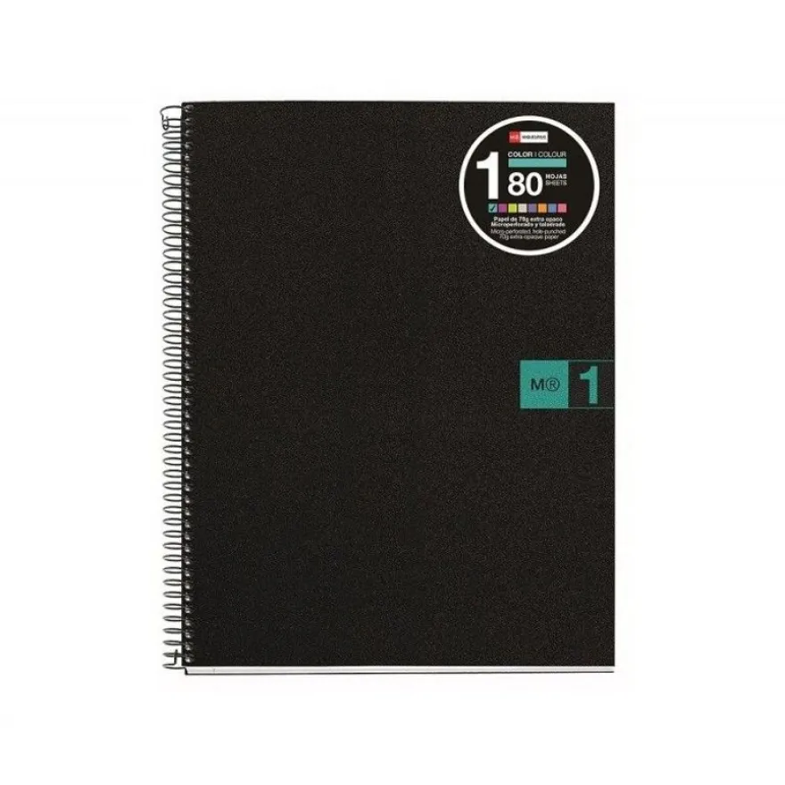 Miquelrius The Original - Cahier de notes - reliure à spirale - A4 (210 x 297 mm) - 80 feuilles / 160 pages - petits carreaux - 4 trous - polypropylène (PP)