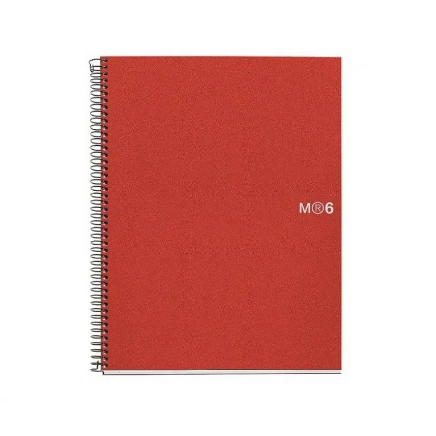 Miquelrius The Original - Cahier de notes - reliure à spirale - A5 - 150 feuilles / 300 pages - petits carreaux - 2 trous - rouge - polypropylène (PP)