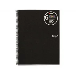 Miquelrius The Original - Cahier de notes - reliure à spirale - A5 - 150 feuilles / 300 pages - petits carreaux - 2 trous - noir - polypropylène (PP)