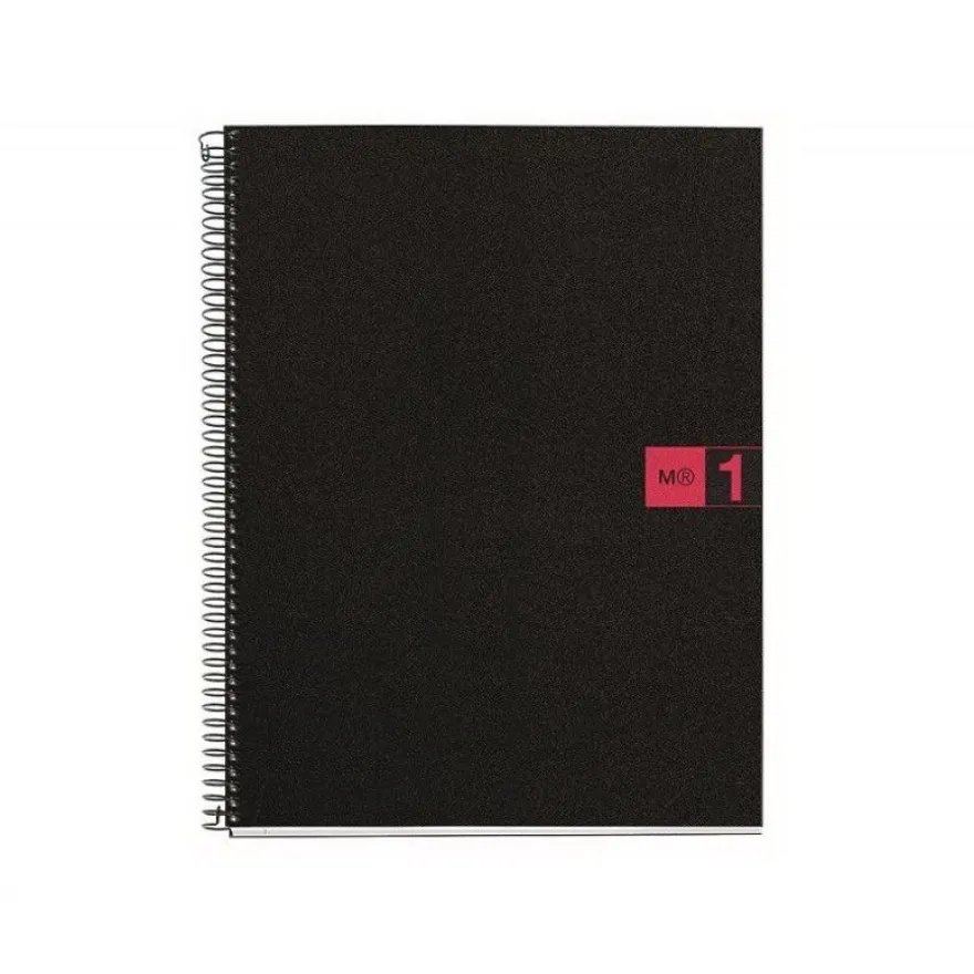 Miquelrius The Original - Cahier de notes - reliure à spirale - A4 (210 x 297 mm) - 80 feuilles / 160 pages - petits carreaux - 4 trous - rouge - polypropylène (PP)
