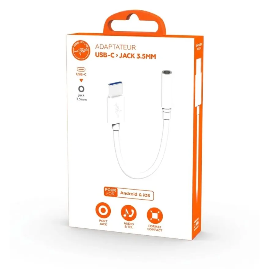 Mobility Lab - Adaptateur USB-C vers jack - blanc