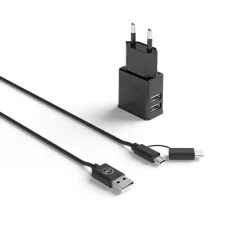 Mobility Lab - Adaptateur secteur - 2 connecteurs de sortie (USB) - sur le câble : Micro-USB - noir