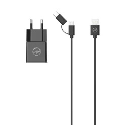 Mobility Lab - Adaptateur secteur - 2 connecteurs de sortie (USB) - sur le câble : Micro-USB - noir
