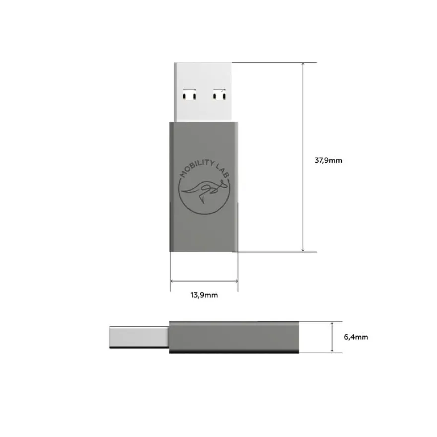 Mobility Lab - Adaptateur USB-C vers USB 3.0 - gris