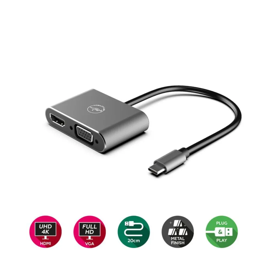 Mobility Lab - Adaptateur USB-C vers HDMI/VGA - gris