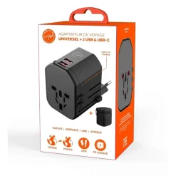 Mobility Lab - Adaptateur de voyage universel - 2 USB+ USB-C - noir
