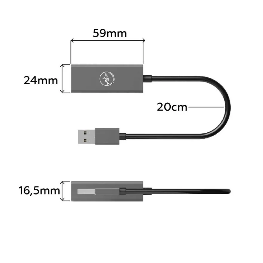 Mobility Lab - Adaptateur USB vers RJ45 - gris