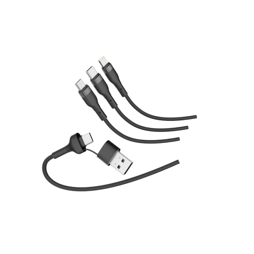 Mobility Lab - Câble 3 en 2 – USB-C, Lightning et micro USB - 1M - noir