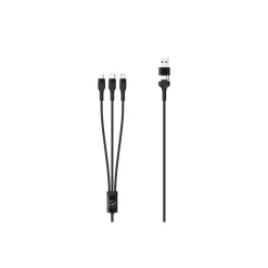 Mobility Lab - Câble 3 en 2 – USB-C, Lightning et micro USB - 1M - noir