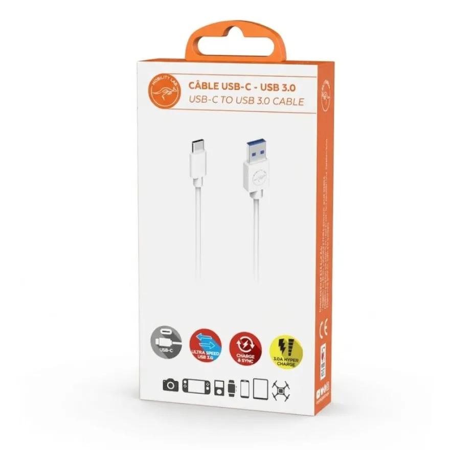 Mobility Lab - Câble USB vers USB-C 3.0 - 1M - blanc