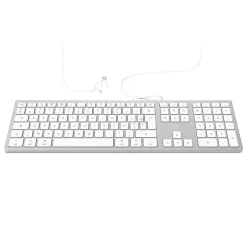 Mobility Lab - Clavier filaire DESIGN pour Mac + 2 HUB USB intégré - Azerty - blanc argenté