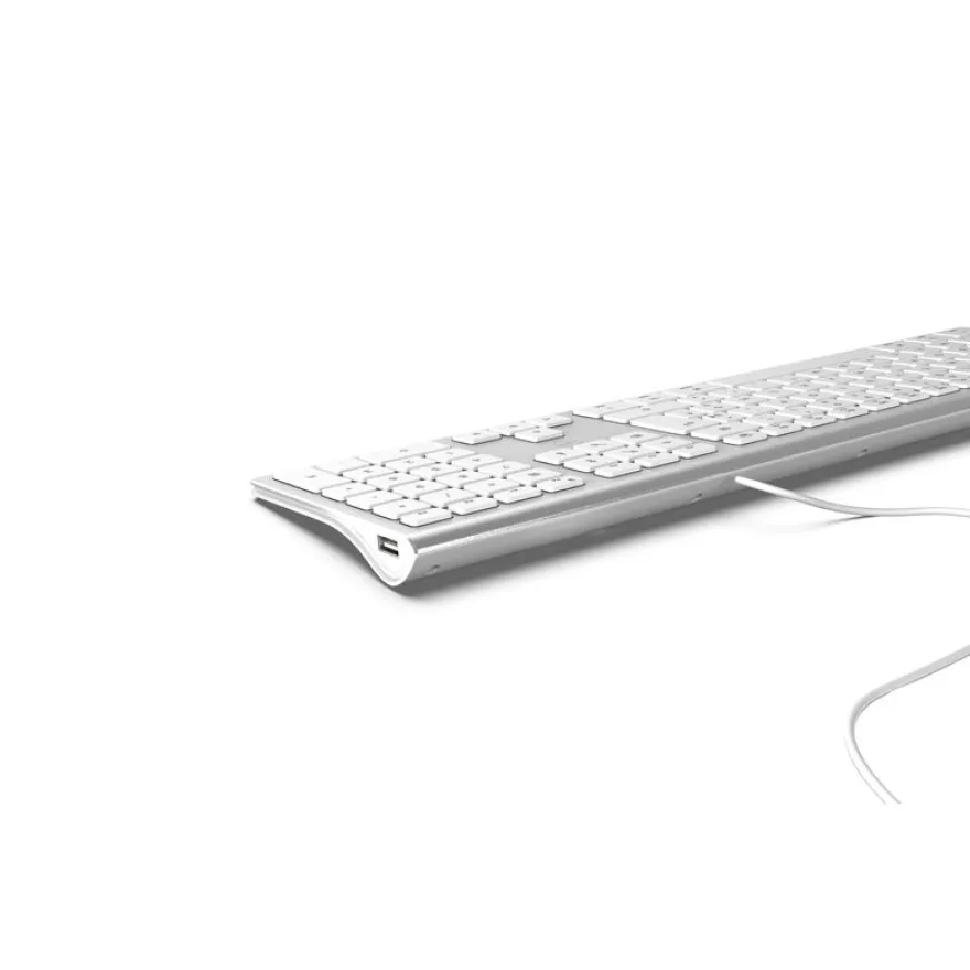 Mobility Lab - Clavier filaire DESIGN pour Mac + 2 HUB USB intégré - Azerty - blanc argenté