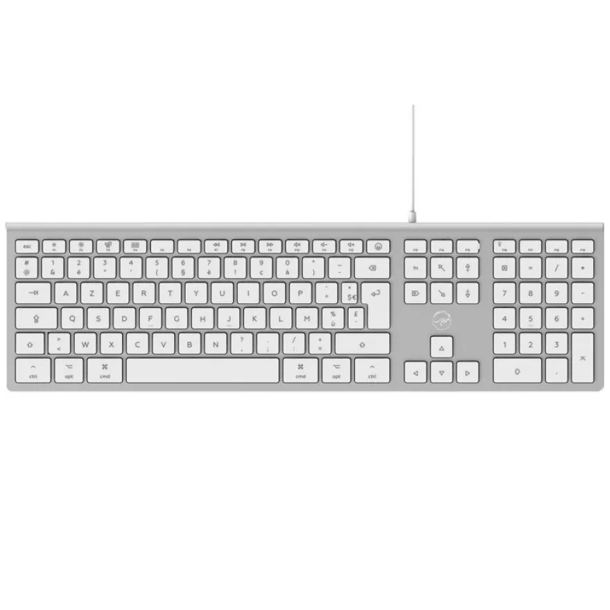 Mobility Lab - Clavier filaire DESIGN pour Mac + 2 HUB USB intégré - Azerty - blanc argenté