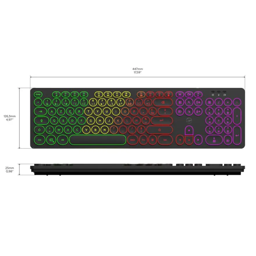 Mobility Lab - Clavier filaire rétro-éclairé - touches rondes - Azerty - noir