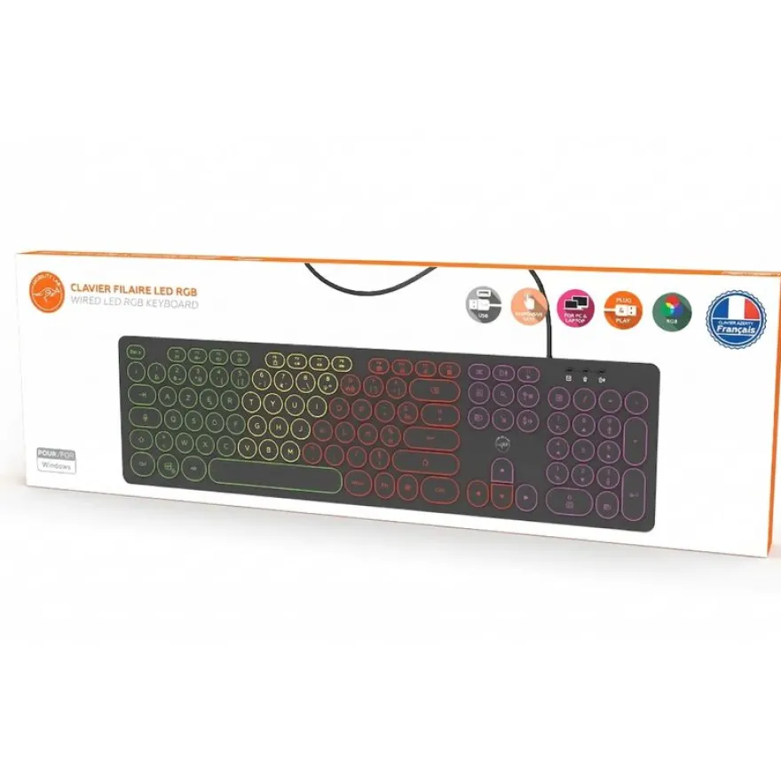 Mobility Lab - Clavier filaire rétro-éclairé - touches rondes - Azerty - noir