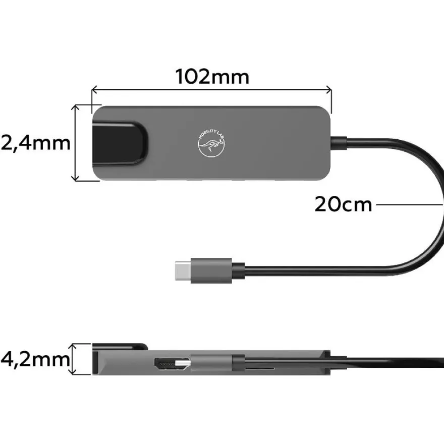 Mobility Lab - Hub Adapter USB-C 5-en-1 - 100W - gris sideral