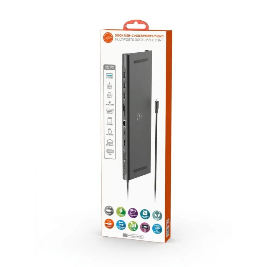 Mobility Lab - Hub USB-C 11-en-1 - 100W - acier