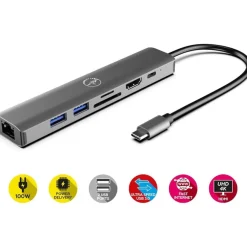 Mobility Lab - Hub USB-C 7-en-1 - 100W - gris sideral