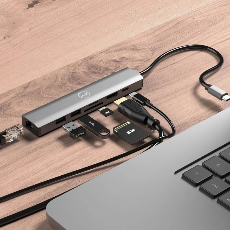 Mobility Lab - Hub USB-C 7-en-1 - 100W - gris sideral