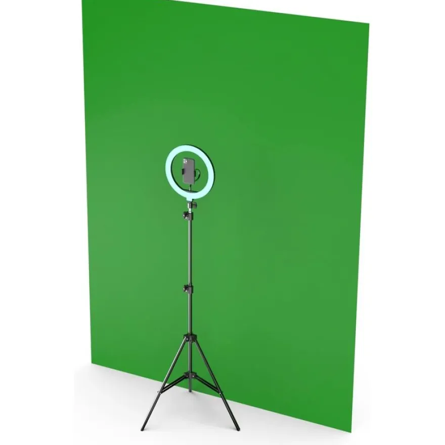 Mobility Lab - Pack anneau lumineux LED selfie + fond vert 2M - noir
