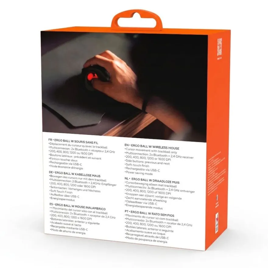 Mobility Lab - Souris sans fil ergonomique PREMIUM trackball - droitier - noir