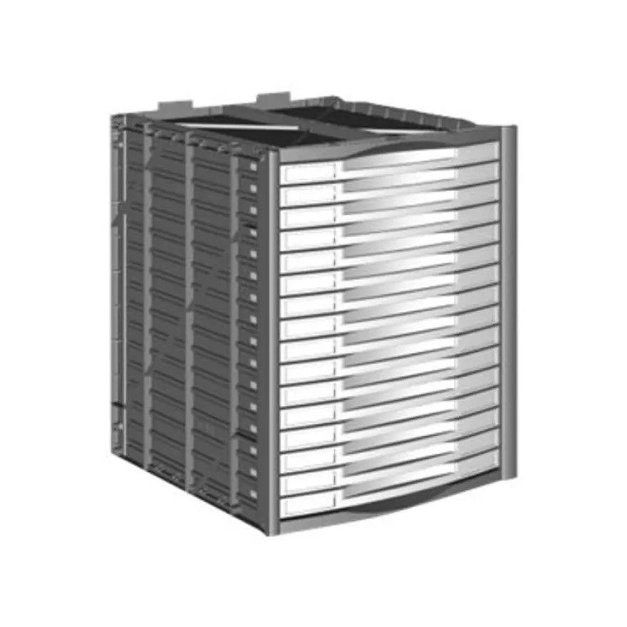 Module 16 tiroirs pour armoire à rideaux - hauteur 25 mm - gris