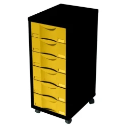 Module de bureau - 6 tiroirs - 71x30x39 - noir et jaune