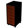 Module de bureau - 6 tiroirs - 71x30x39 - noir et rouge