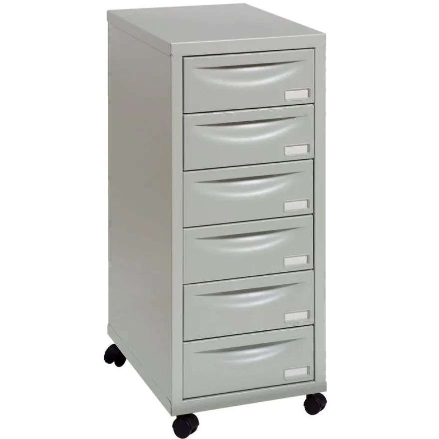 Module de rangement à roulettes 6 tiroirs - gris