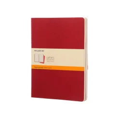 Moleskine Cahier - Journal - reliure cousue - XL - 190 x 250 mm - papier ivoire - ligné - couverture rouge canneberge - carton (pack de 3)