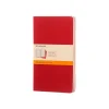 Moleskine Cahier - Journal - reliure cousue - large - 130 x 210 mm - papier ivoire - ligné - couverture rouge canneberge - carton (pack de 3)