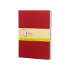 Moleskine Cahier - Journal - reliure cousue - XL - 190 x 250 mm - papier ivoire - uni - couverture rouge canneberge - carton (pack de 3)