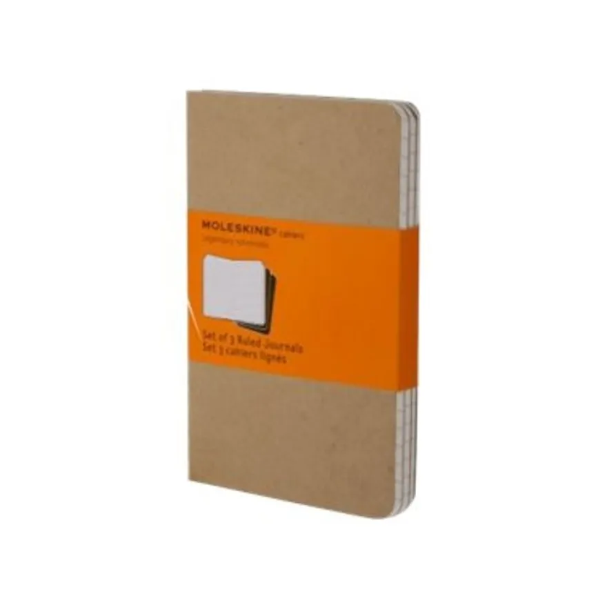 Moleskine Cahier Pocket - 3 journaux - 9 x 14 cm - 64 pages - ligné - marron kraft